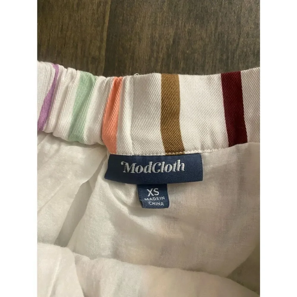 ModCloth Striped Pastel A-Line Skirt - Multicolor/Rainbow